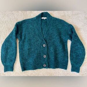 Madewell Teal Green Ribbed Cardigan Sweater XS